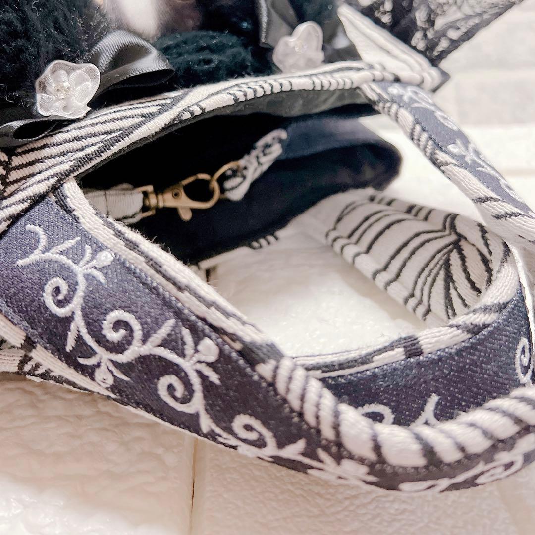 コヤンイサムチョン 黒猫の豪華レース トートバッグ ハンドメイド