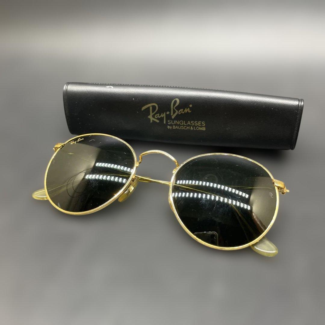 ヴィンテージ　B&L Ray-Ban USA製　ゴールドラウンドサングラス