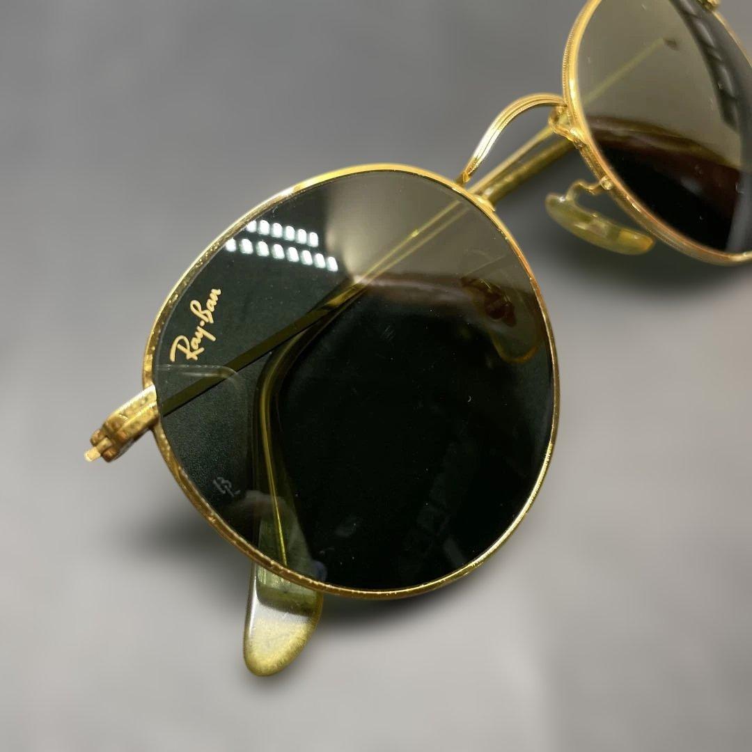 ヴィンテージ　B&L Ray-Ban USA製　ゴールドラウンドサングラス