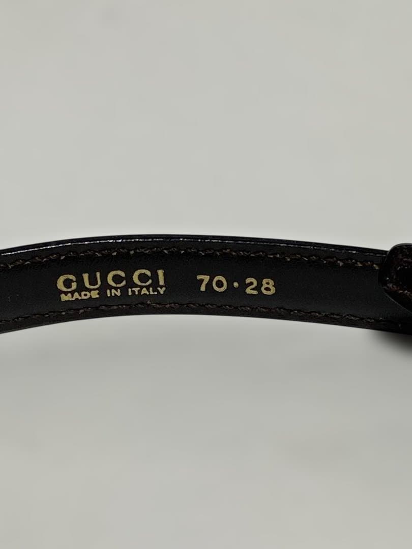 【SALE】GUCCIグッチロゴプレーレザーベルブラック×ゴールド70/28伊製