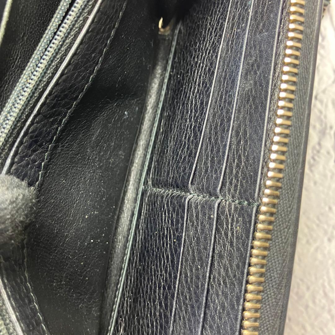 グッチ✨ディアマンテ バンブー ラウンドファスナー キャンバス レザー 長財布