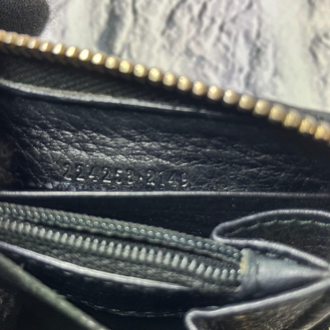 グッチ✨ディアマンテ バンブー ラウンドファスナー キャンバス レザー 長財布