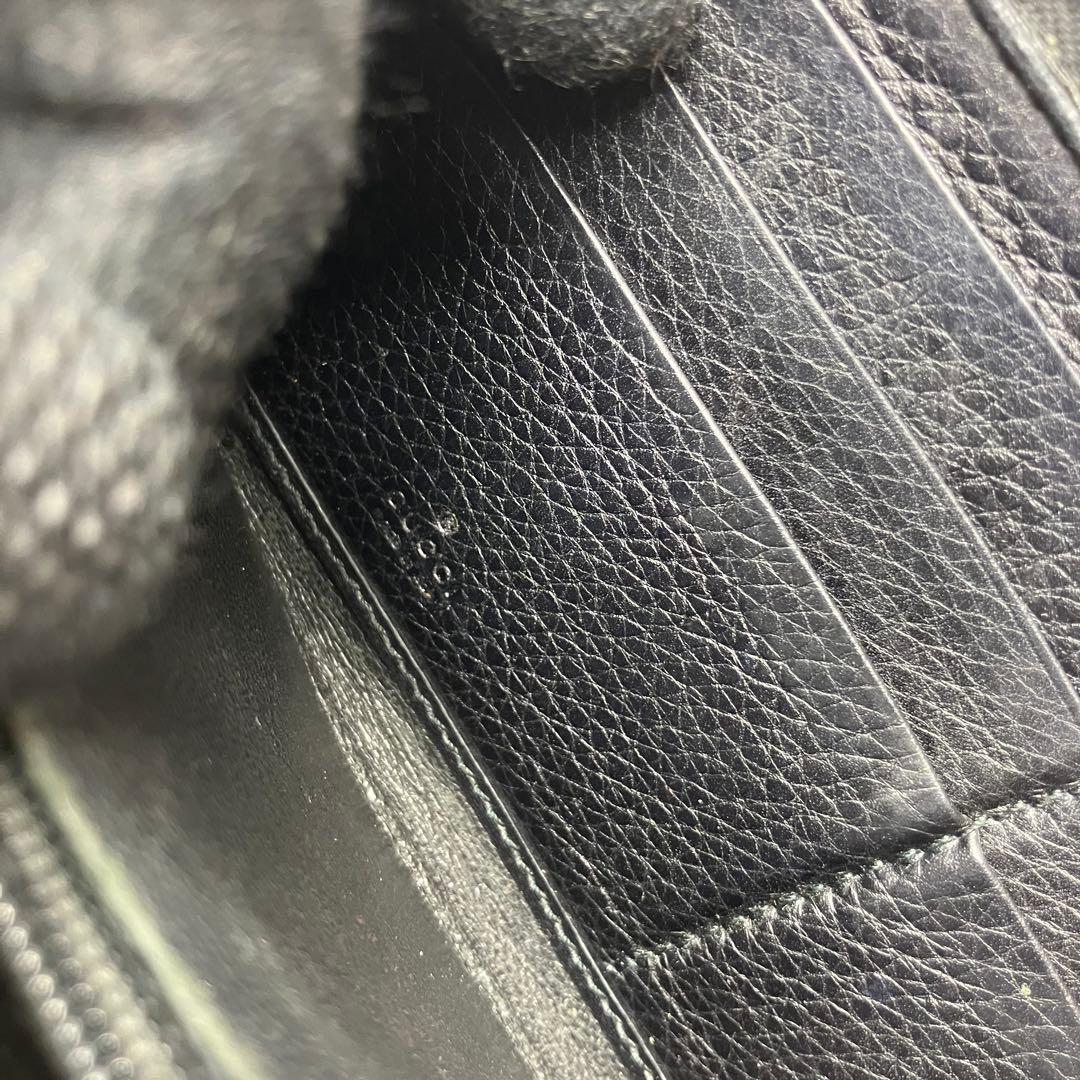 グッチ✨ディアマンテ バンブー ラウンドファスナー キャンバス レザー 長財布