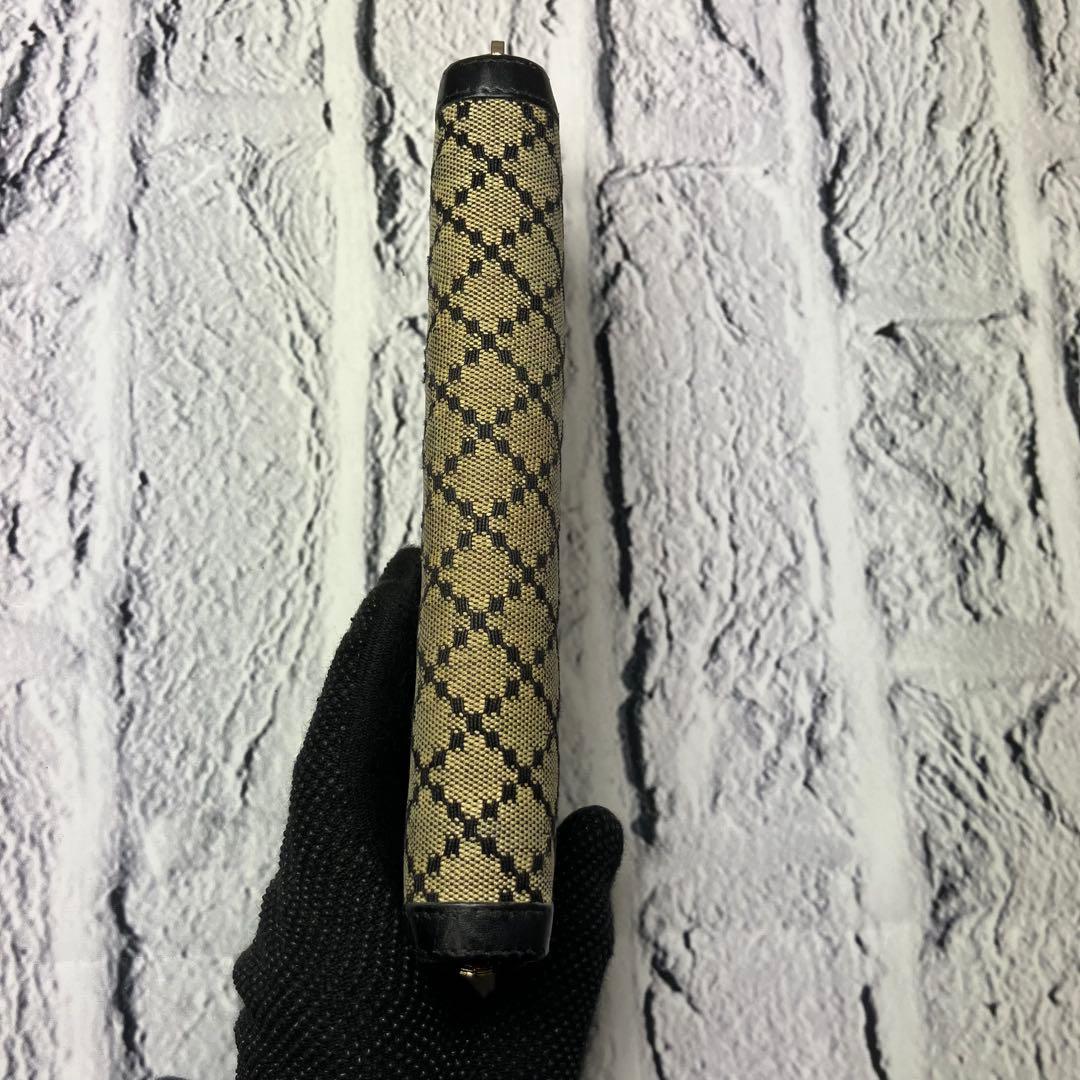 グッチ✨ディアマンテ バンブー ラウンドファスナー キャンバス レザー 長財布