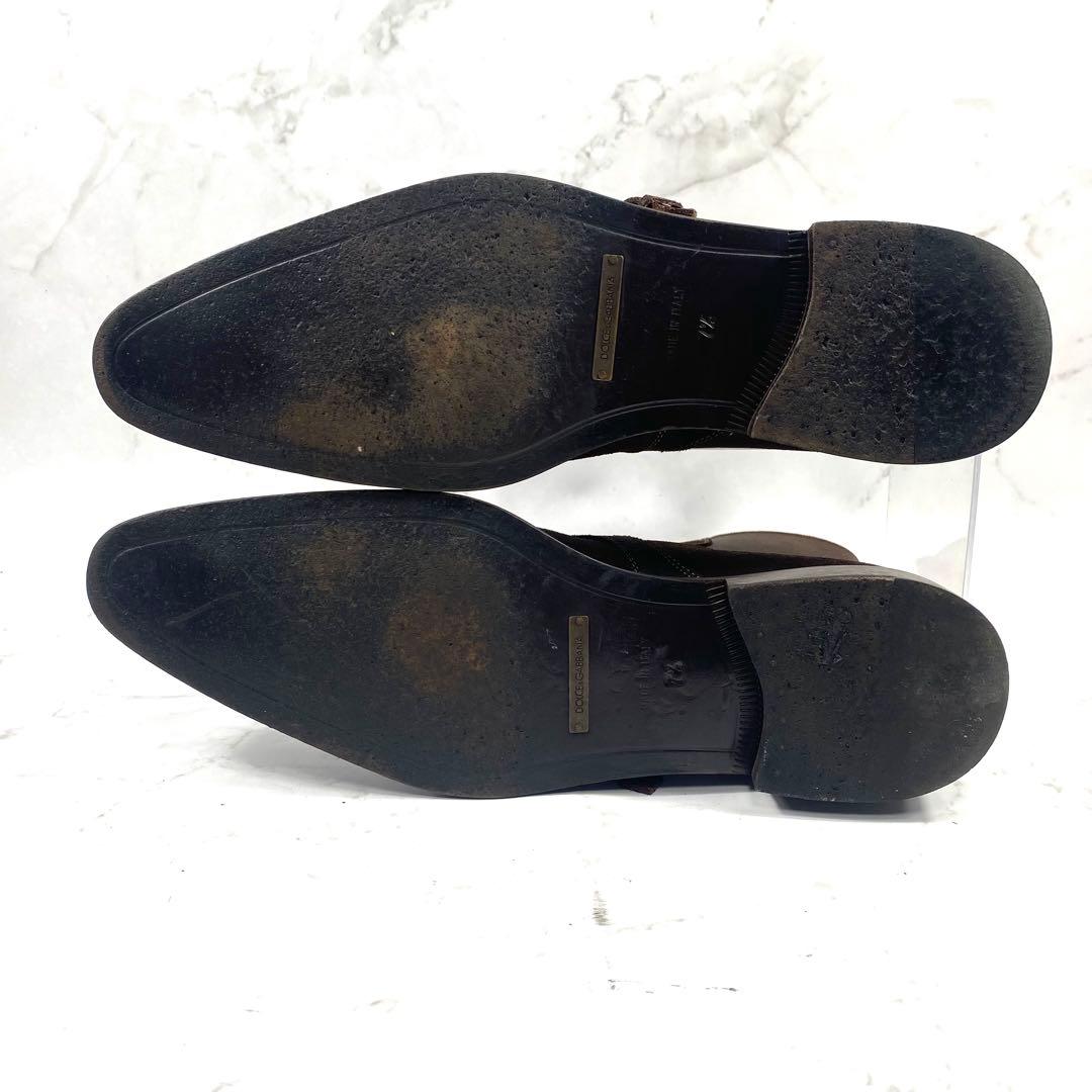 DOLCE＆GABBANA サイドゴアブーツ オイルドレザー 牛革 26.5