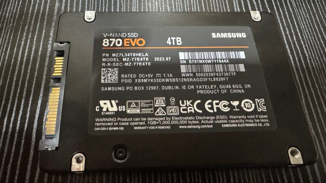 外付けハードディスク・ドライブ Samsung SSD 870 EVO 4TB