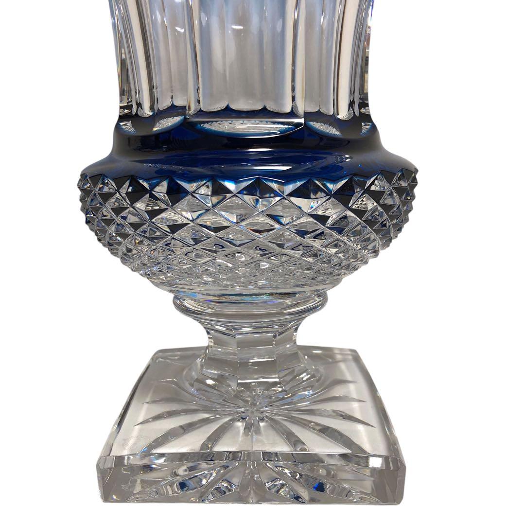 【希少品】サンルイ ヴェルサイユ 花瓶 フラワーベース 青被せ ガラス工芸品