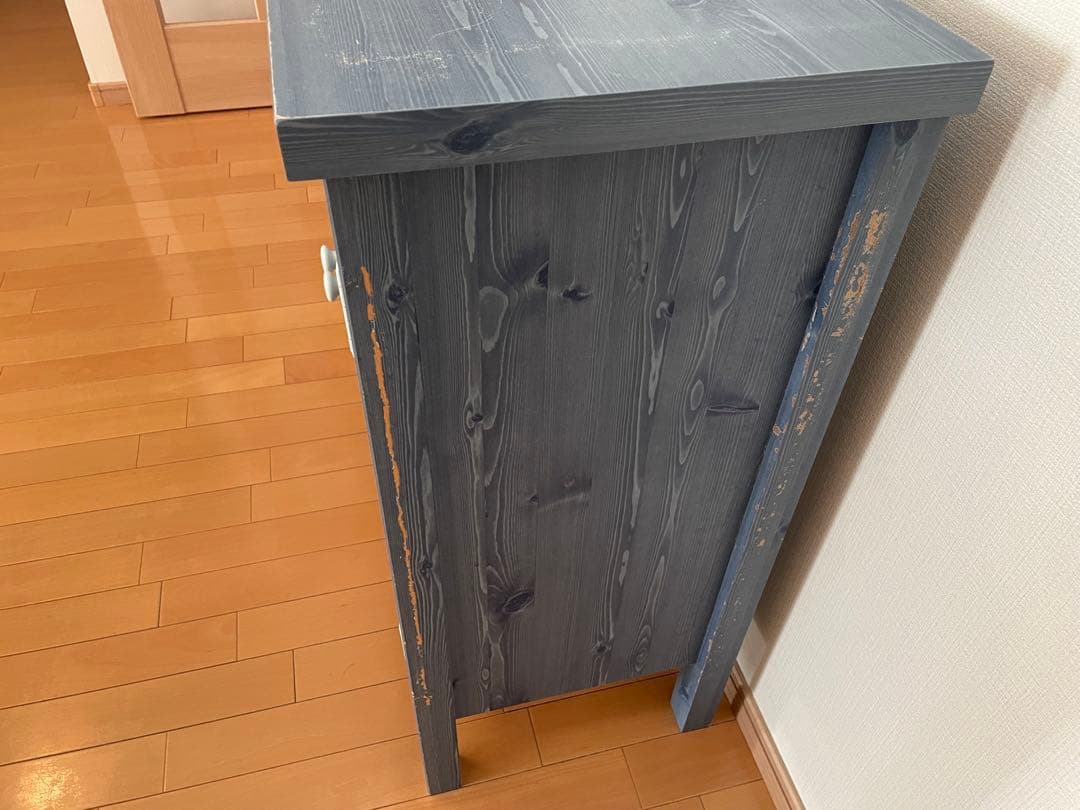 モモナチュラル キッチンカウンター 食器棚 カントリー ブルー