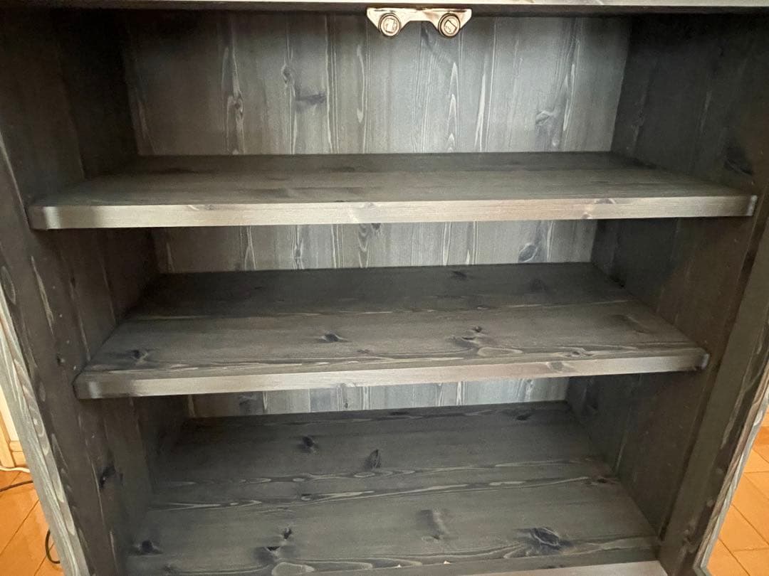 モモナチュラル キッチンカウンター 食器棚 カントリー ブルー