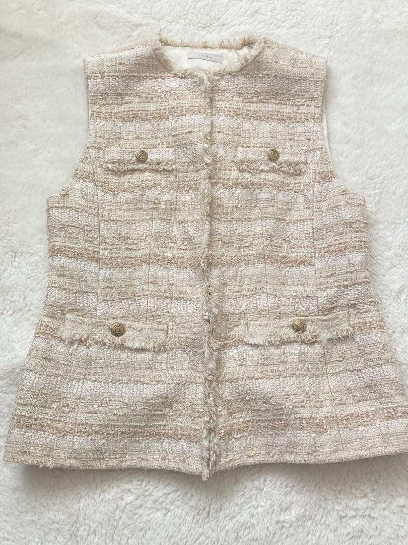 美品✨EPOCA エポカファンシーツィード ノーカラージレ