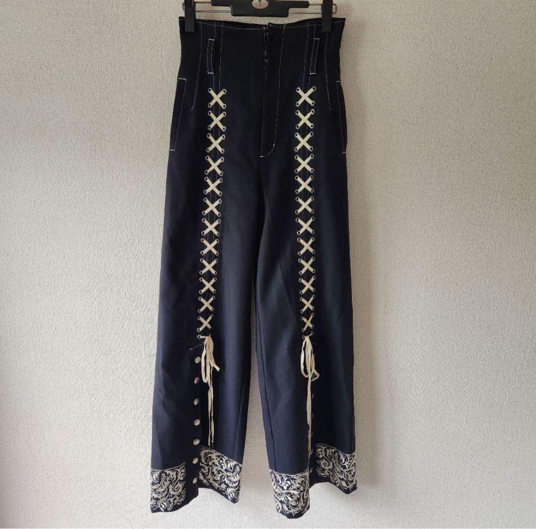 rurumu: ルルムウ 2021aw レースアップ黒ワイドパンツ