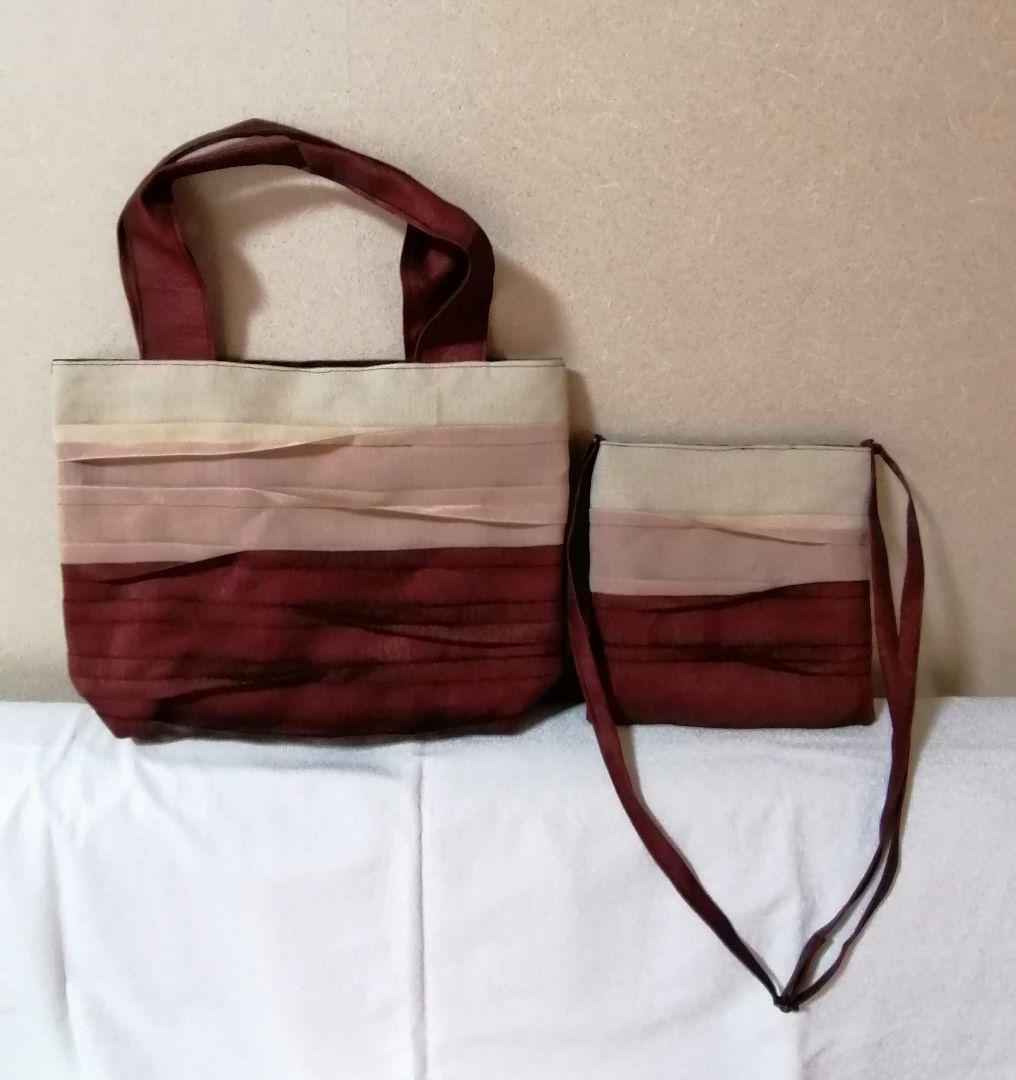 畳へり　トートバッグ　オレンジ×ピンク×赤　大きめのA4サイズ　ほか