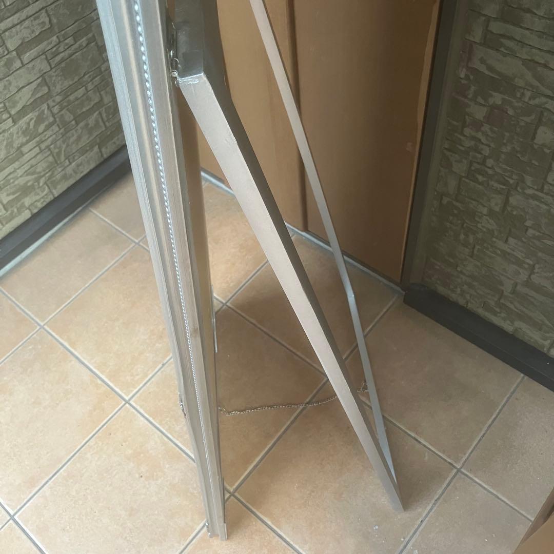 イタリア製　アンティーククラシック　シルバー　スタンドミラー　姿見高級