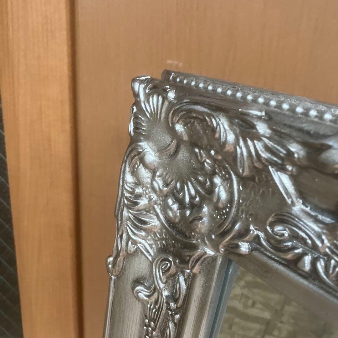 イタリア製　アンティーククラシック　シルバー　スタンドミラー　姿見高級