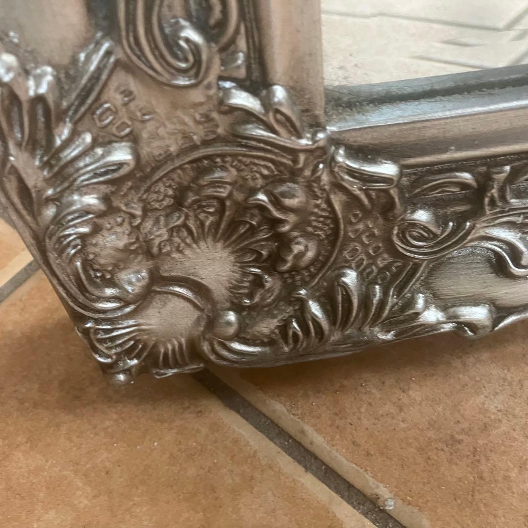 イタリア製　アンティーククラシック　シルバー　スタンドミラー　姿見高級