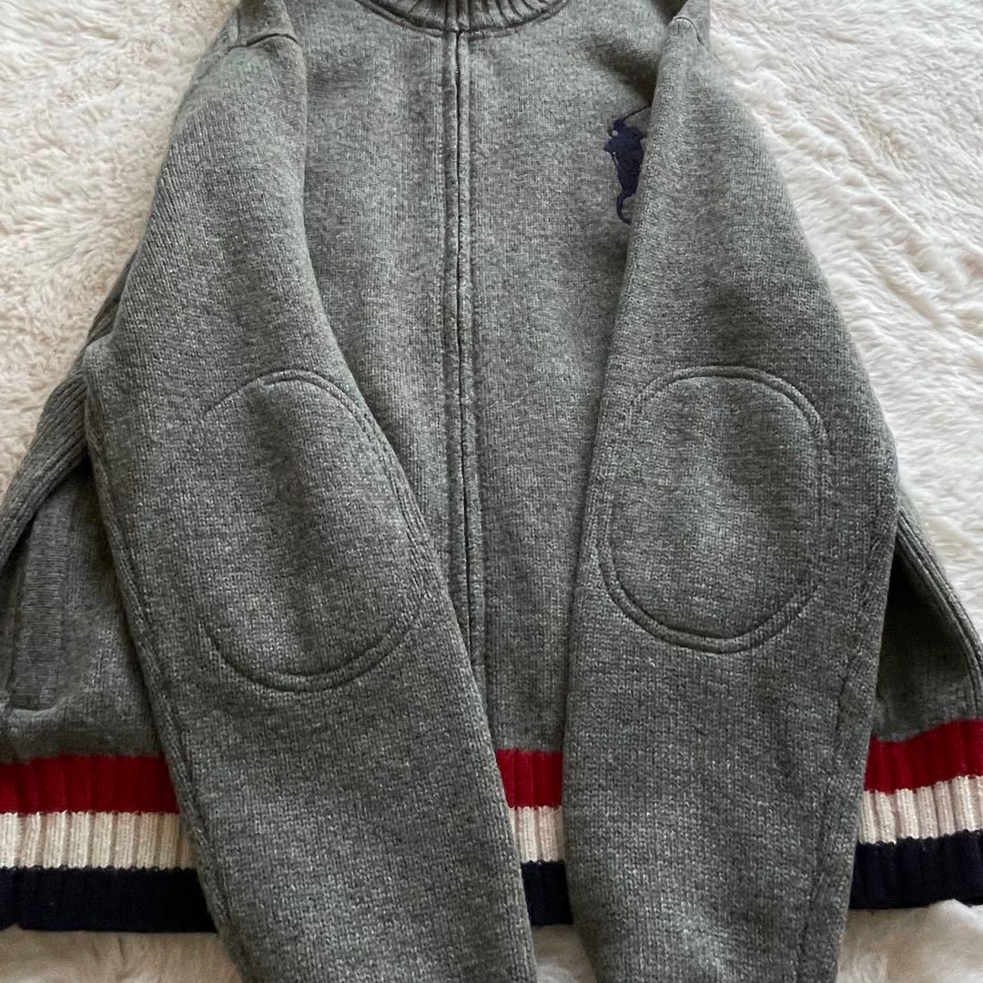 美品　ポロラルフローレン　LL ビッグポニー ジップアップニット エルボーパッチ