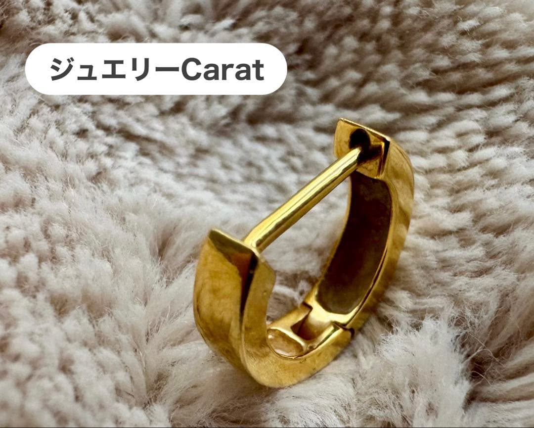 タイムセール★ジュエリーCarat 中折れ式フープピアス　K18フラット11mm