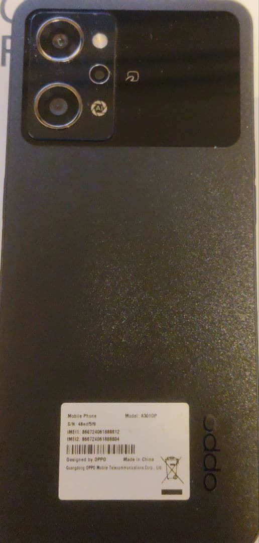 スマートフォン本体 OPPO Reno9 A 128GB 8GB RAM