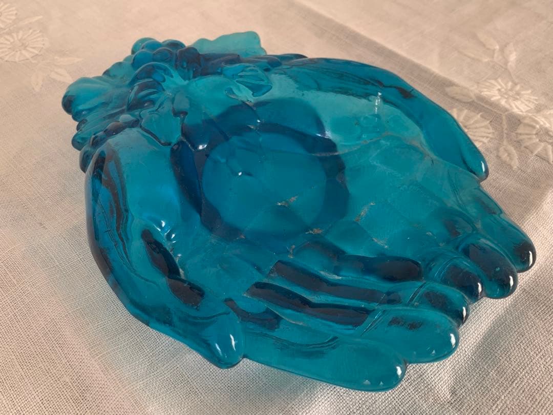 フランスアンティーク　ハンドモチーフ　トレイ　ガラス製　ブロカント