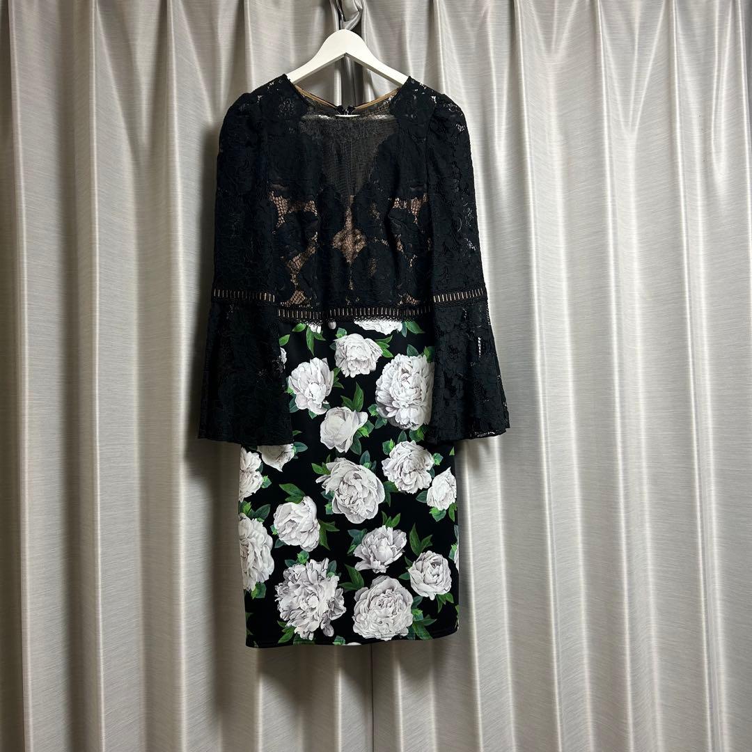 Tadashi shoji ワンピース　レース　花柄　ブラック