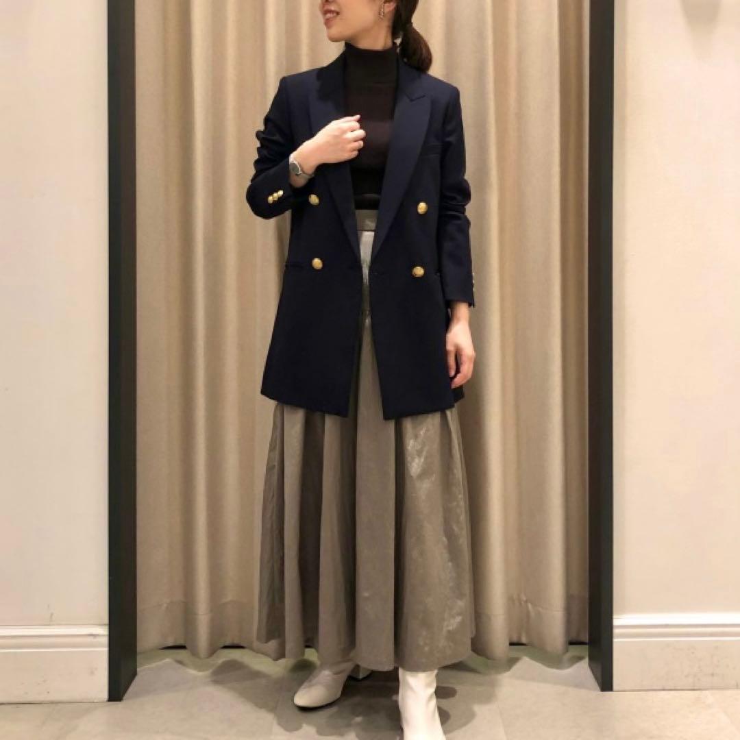 未使用プラステPLST　レディース　ウールブレンドダブルジャケット　L　ネイビー