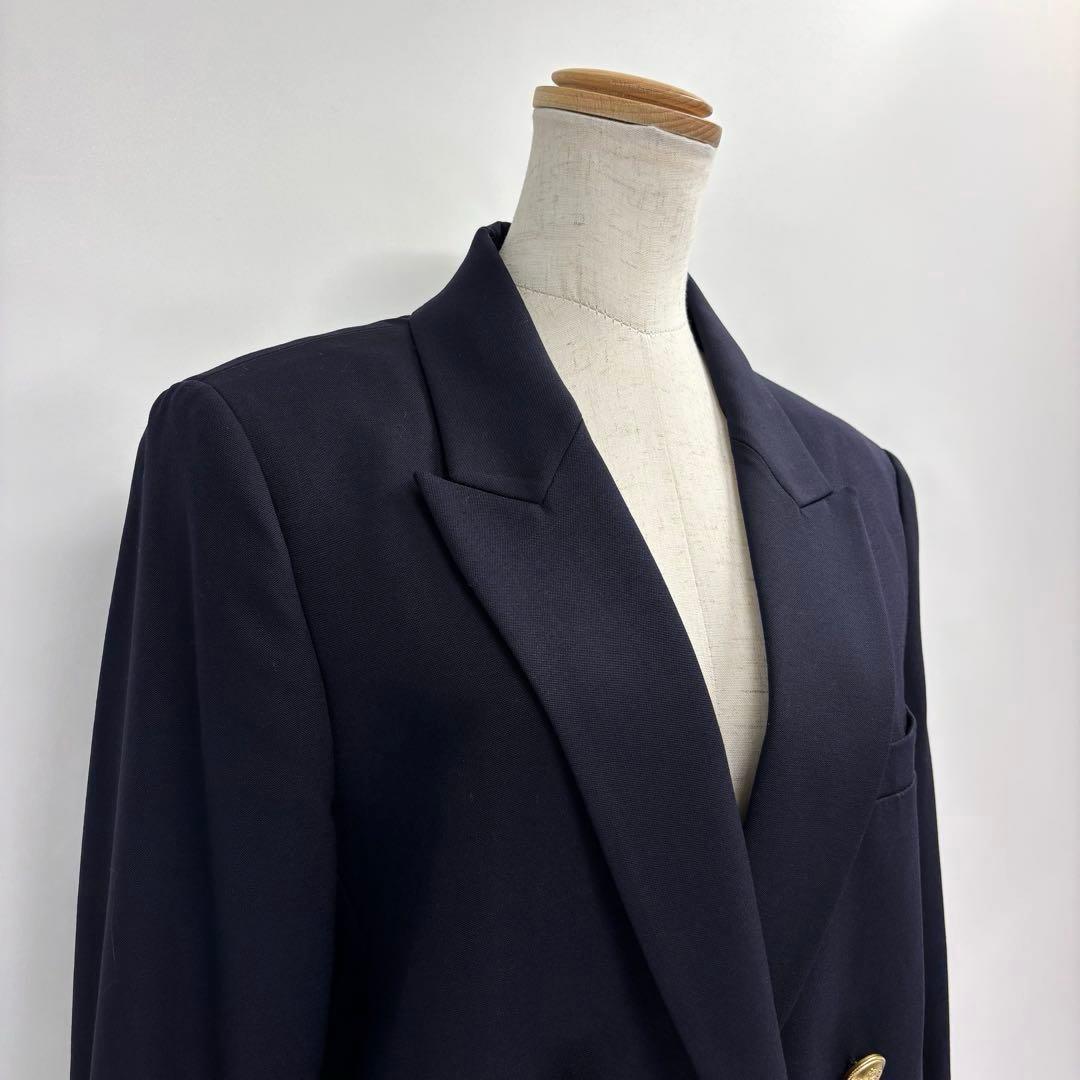 未使用プラステPLST　レディース　ウールブレンドダブルジャケット　L　ネイビー