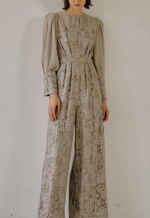 【新品】リルアー LERURE オールインワン パンツドレス グレージュ M