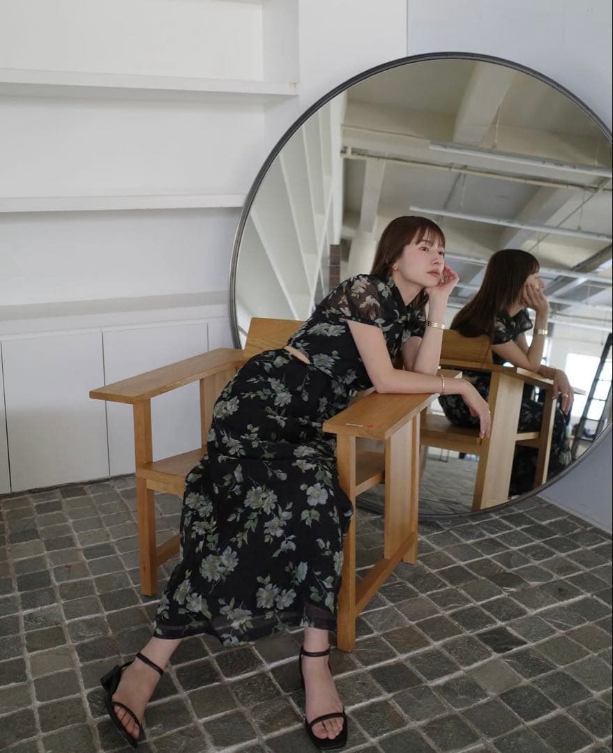 ワンピース SHEER FLOWER MINI PUFF ONEPIECE