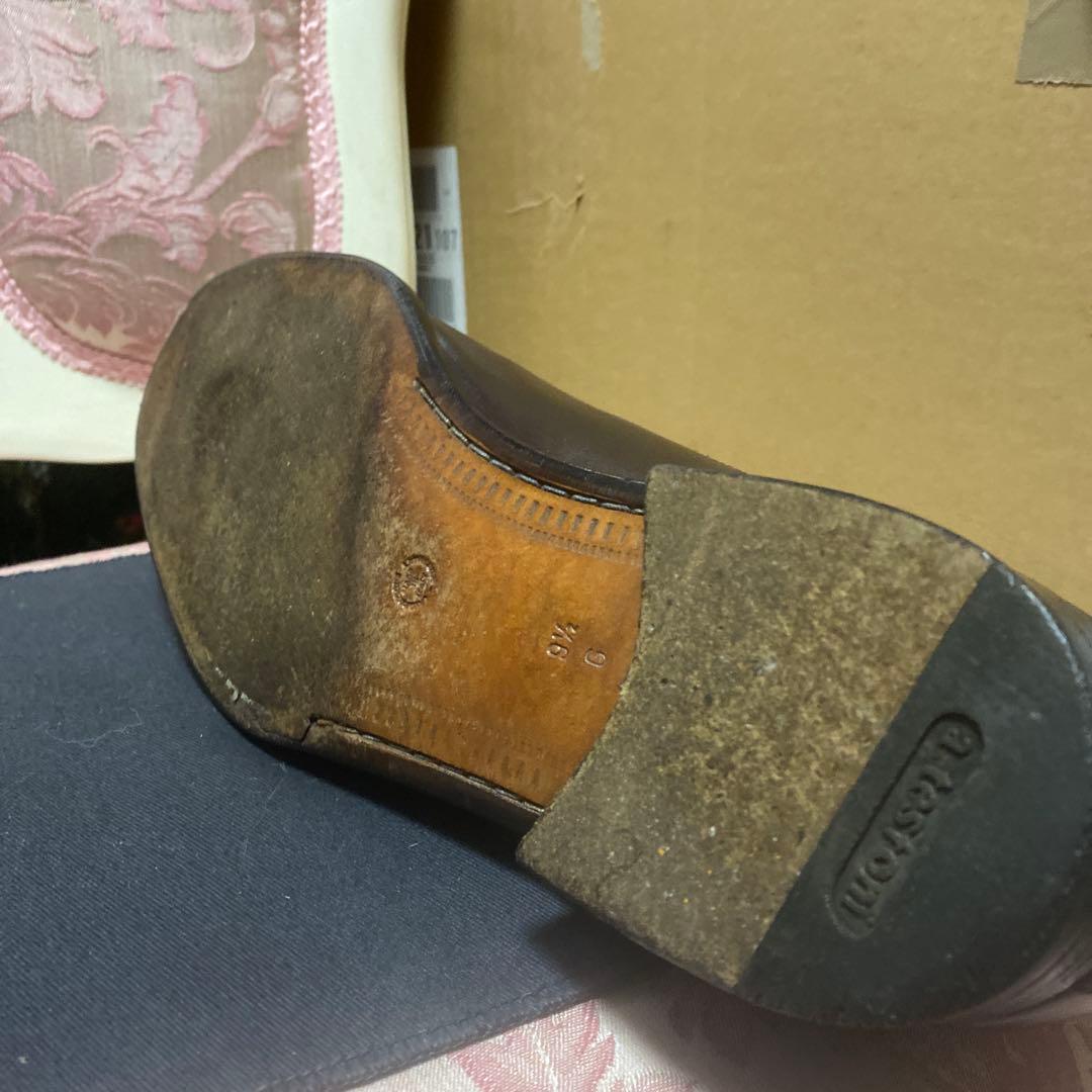 A.testoniクロコダイル&カーフ サイドエラスタンスリッポン 9ハーフ