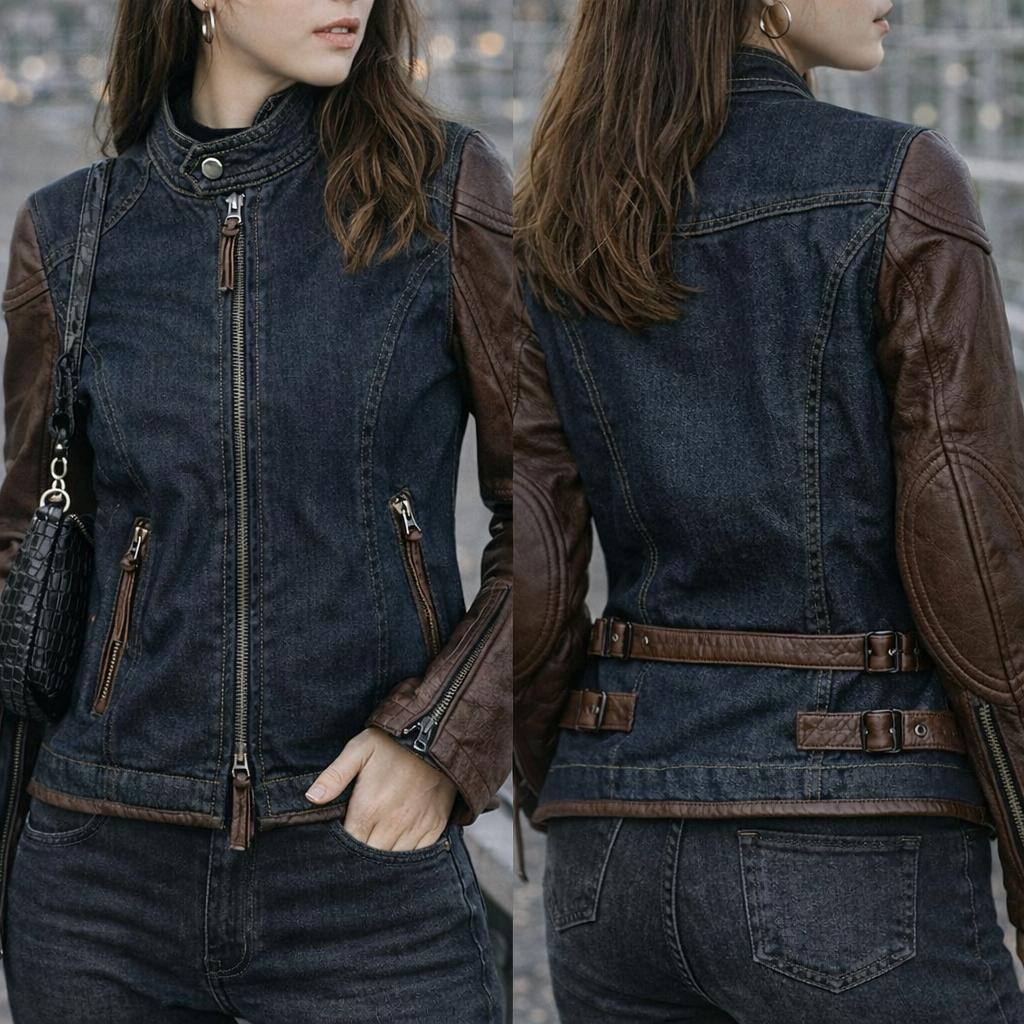 m*☆様 【美品】マックスフリッツ　レザー×デニムコンビ ライディングジャケット