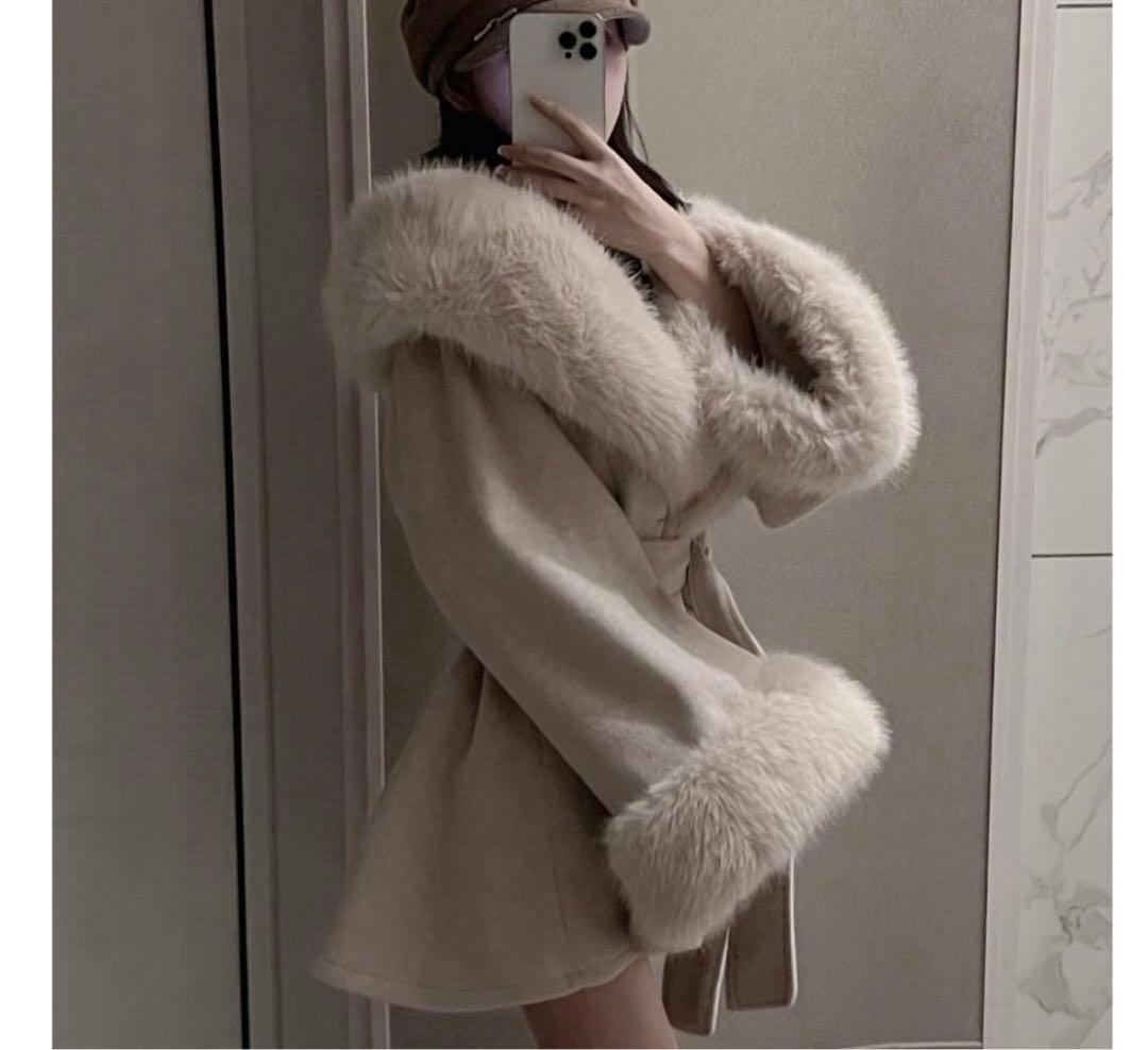 Darich ウエストベルトプリンセスラインコート　ベージュ　FL