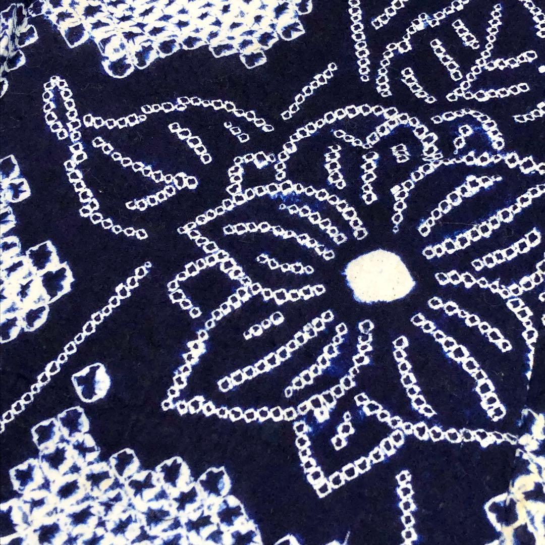 夏着物 浴衣 有松鳴海本絞り 曲線に花柄模様 KK-2211