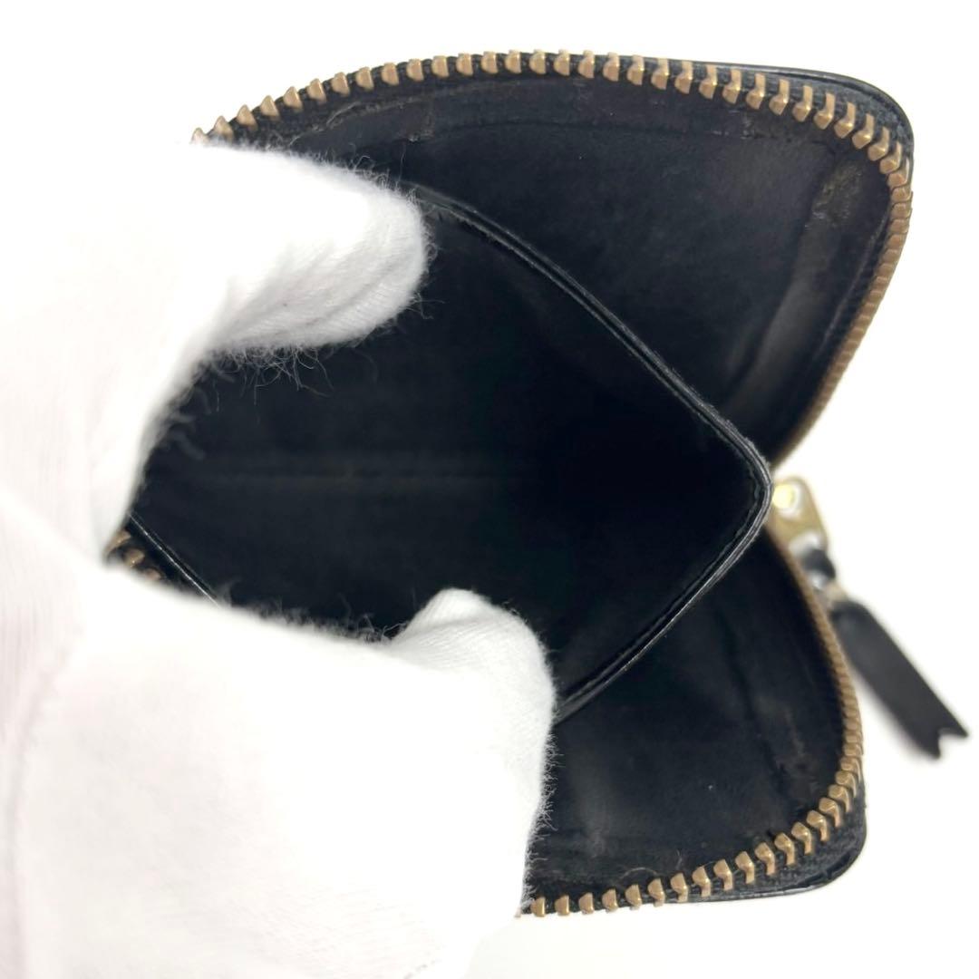 コムデギャルソン ポルカドット エンボス 財布 L字ファスナー ブラック