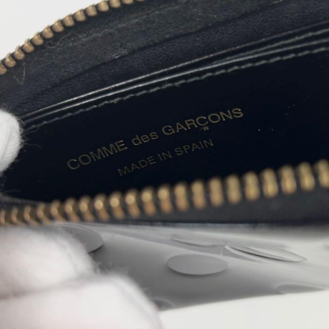 コムデギャルソン ポルカドット エンボス 財布 L字ファスナー ブラック