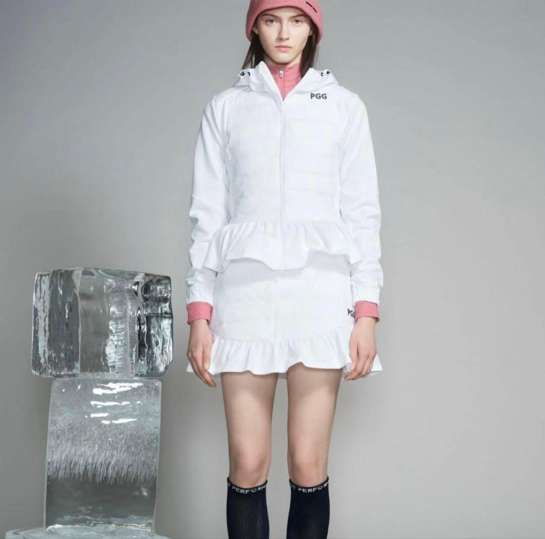 【極美品】PGG パーリーゲイツ ハイブリッド 中綿フーディ ジャケット 白 0