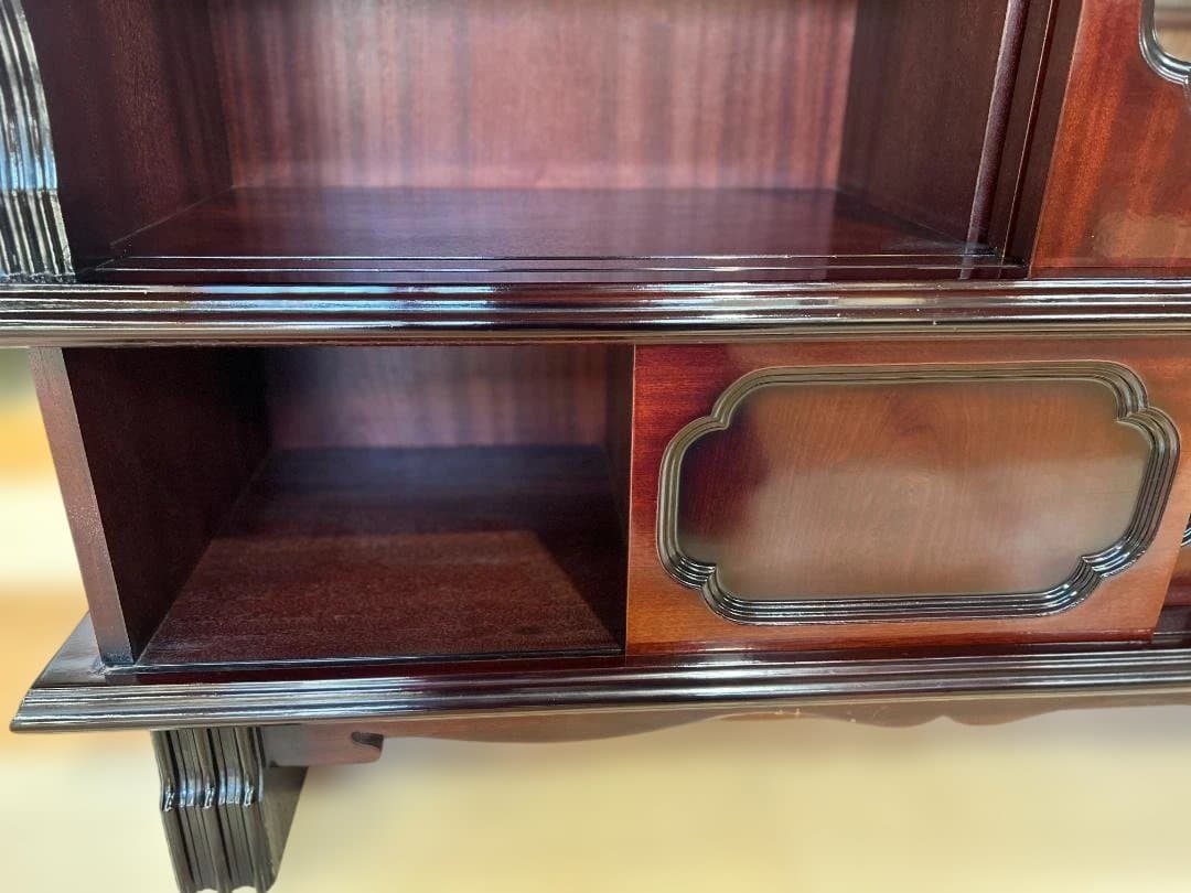 ⚠ji-hankiアンティーク御影 ガラス扉付きキャビネット・ショーケース