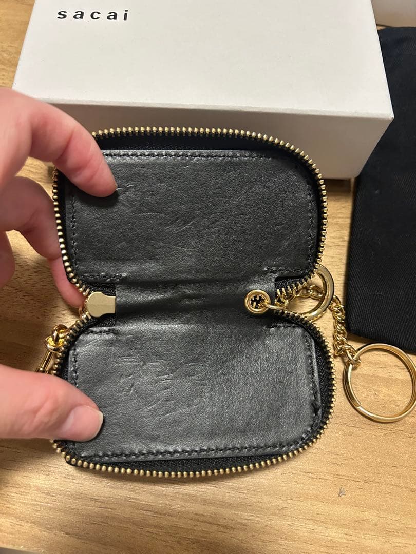 sacai ブラックレザー キーケース