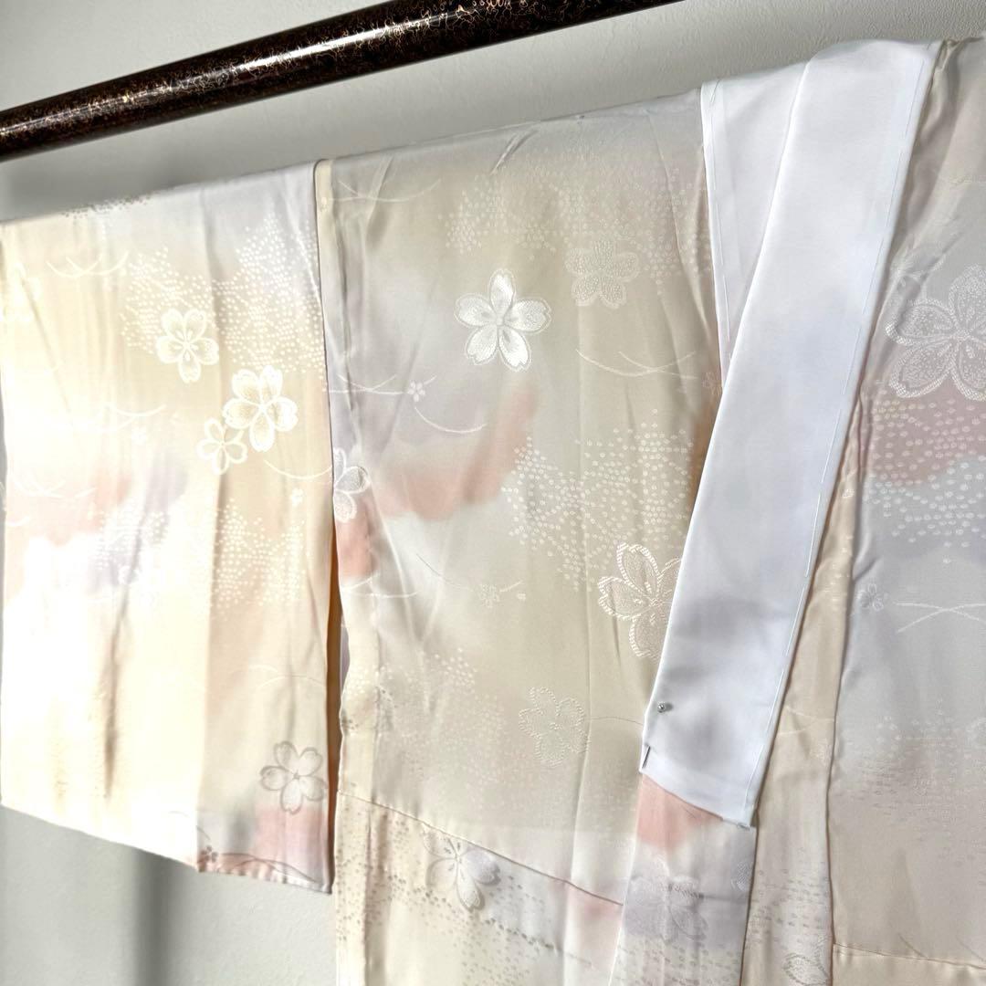 しつけ付き　現代　正絹　長襦袢　袖無双　着物　広衿　138裄67 ピンク　薄紫