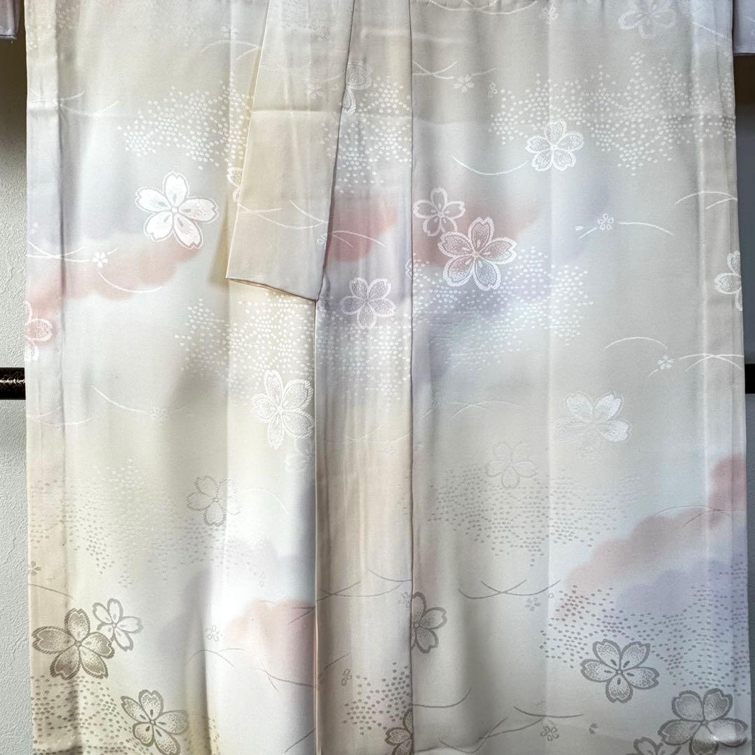 しつけ付き　現代　正絹　長襦袢　袖無双　着物　広衿　138裄67 ピンク　薄紫