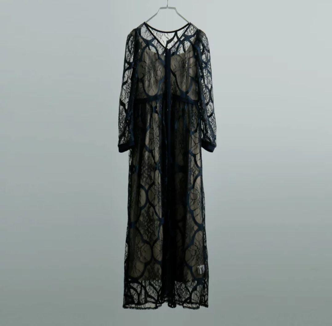 【完売品】エトル レイヤードレースドレス ダークブルー