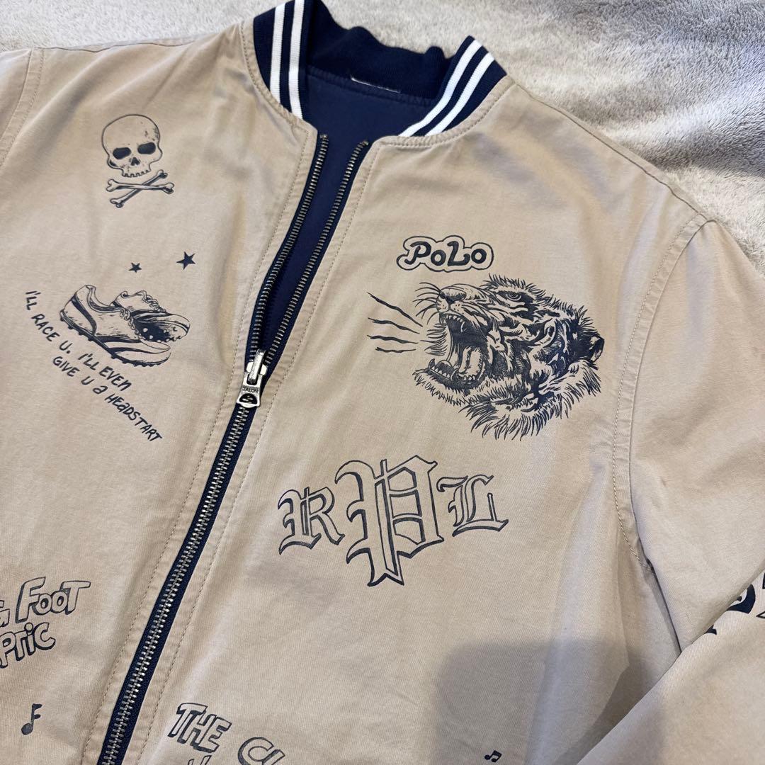 Polo ラルフローレン　リバーシブル刺繍入りベージュブルゾン160cm