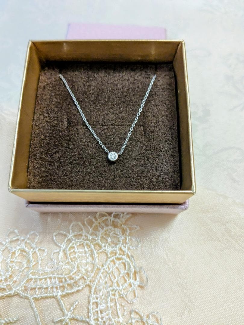 K14WG　一粒ダイヤモンドネックレス