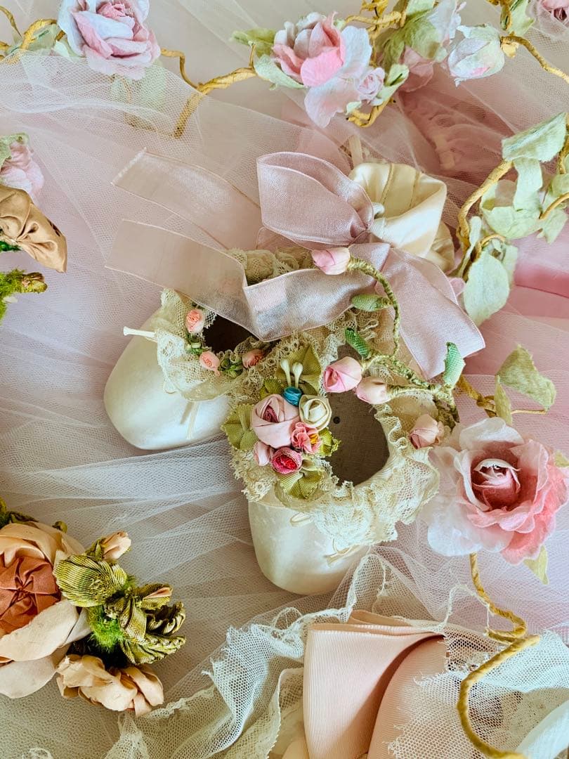 ドイツビンテージトゥシューズ※フランスアンティークシルクリボンロココ＆チュチュ