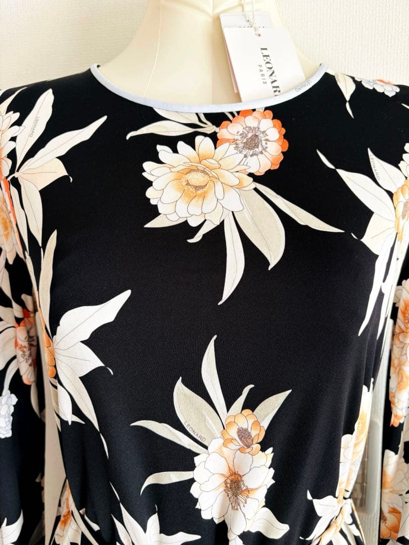 ★未使用級★タグ付★2024/LEONARD ★インポートワンピース　42 黒