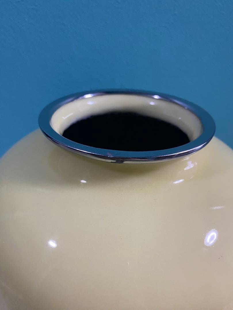 七宝焼花瓶　クリームカトレア　20cm