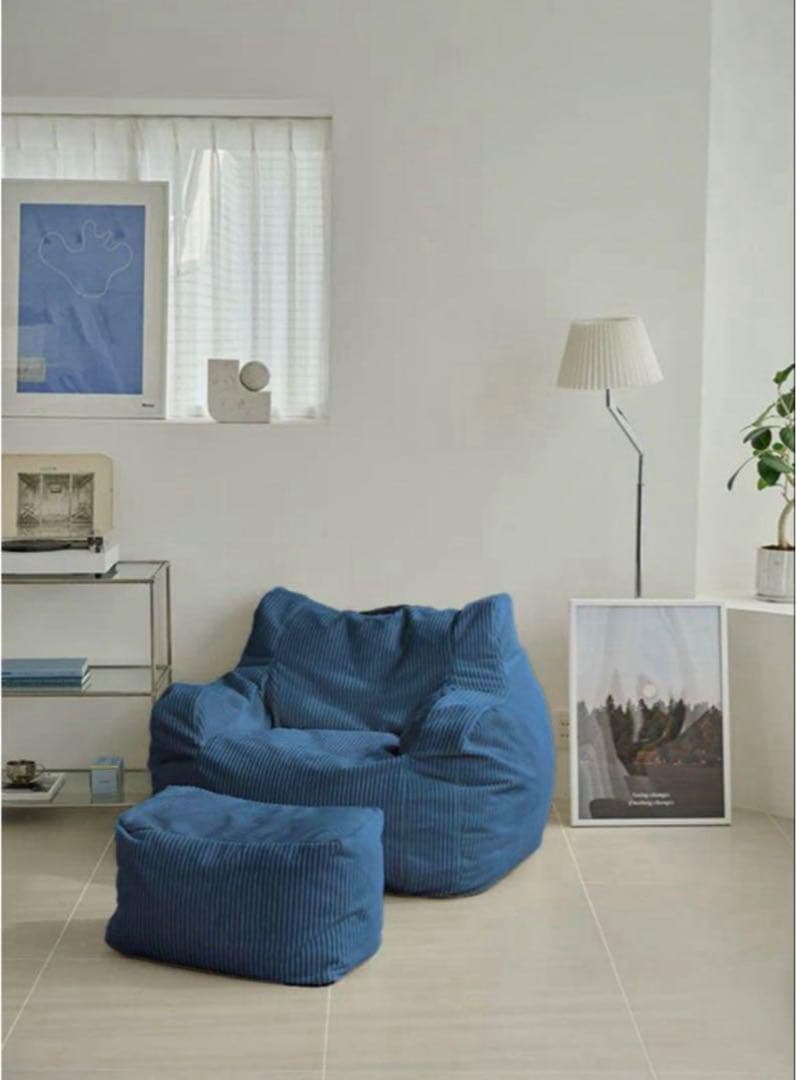 LOOSY 1人掛けビーズソファ＋オットマン Navy