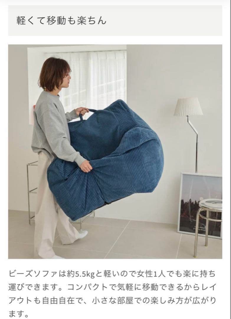 LOOSY 1人掛けビーズソファ＋オットマン Navy