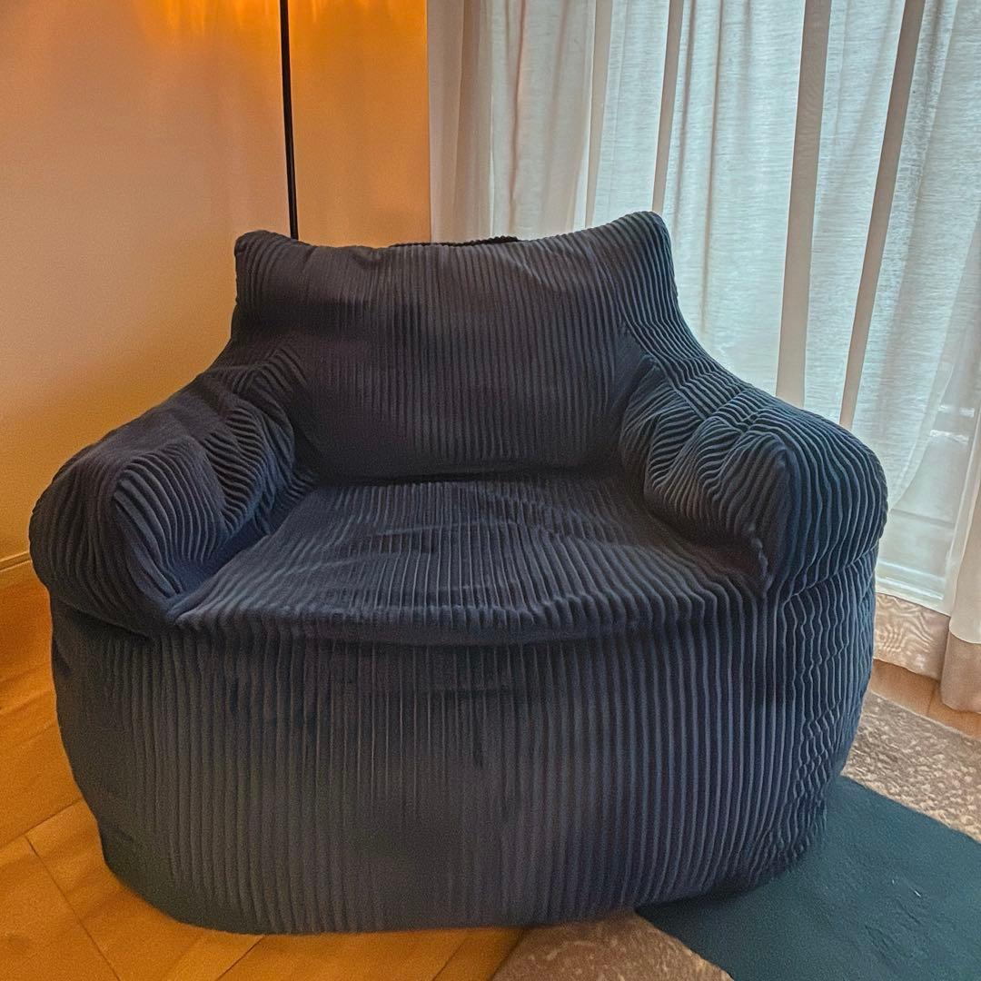 LOOSY 1人掛けビーズソファ＋オットマン Navy