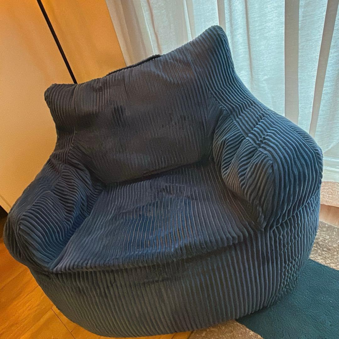 LOOSY 1人掛けビーズソファ＋オットマン Navy