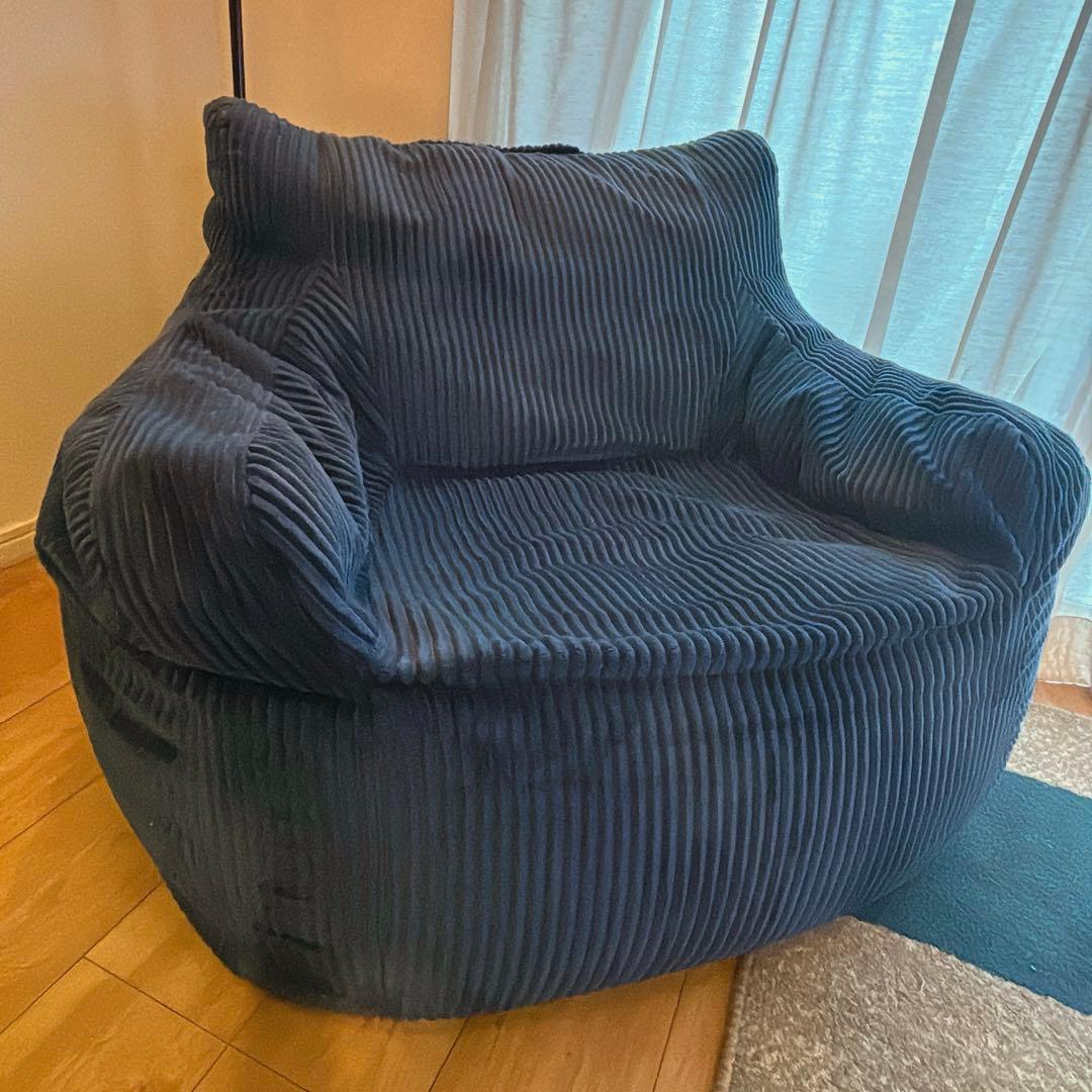 LOOSY 1人掛けビーズソファ＋オットマン Navy